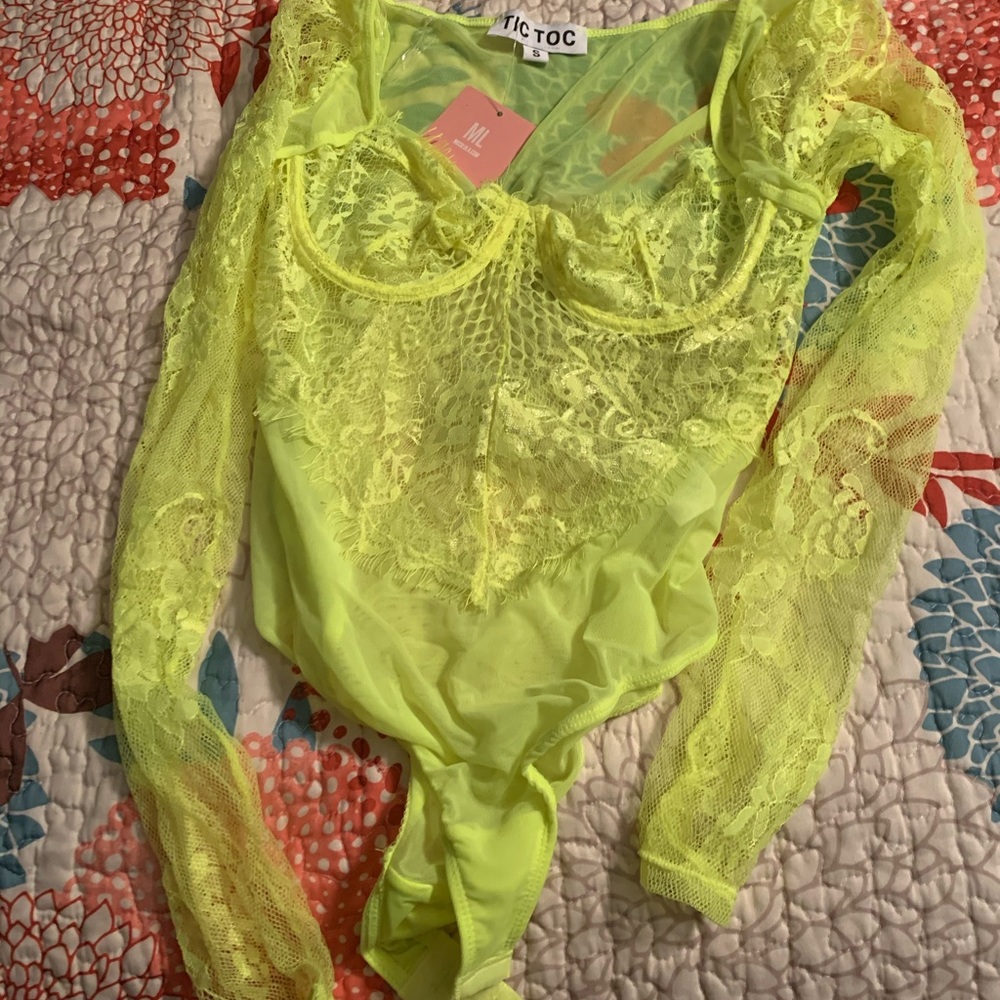 Babydoll Bodysuit- Neon Yellow